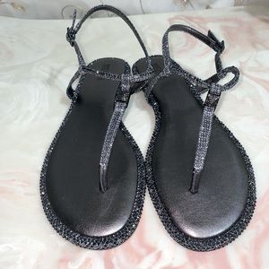 Michael Kors Fanning Glitter Chain-Mesh Sandal